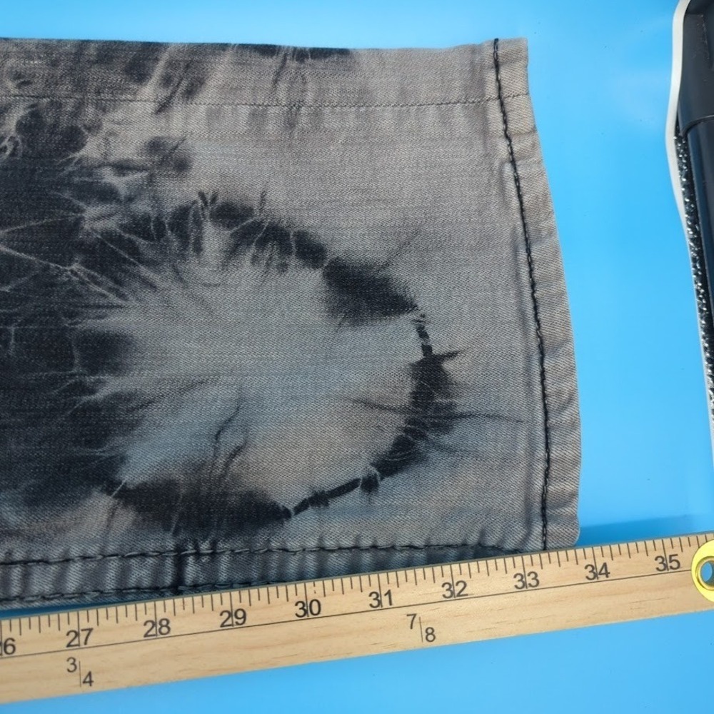 Rock Revival Steven Straight Jeans Mens 36x34 Gray Black Tie Dye Y2K Biker Thick - Picture 9 of 16
